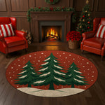 Living room with Christmas decorations, including a tree, stockings, and a fireplace.

