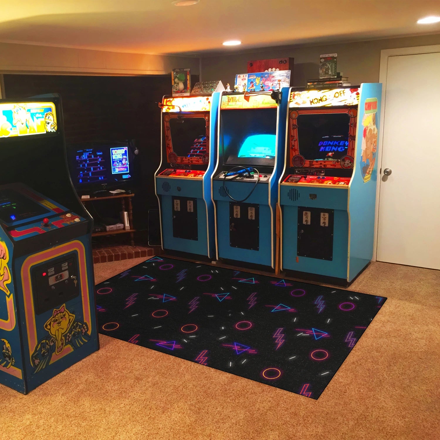Custom arcade carpet for Twitch streaming rooms