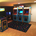 Neon lightning bolt rug for game rooms and stream setups