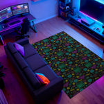 90s inspired gaming rug with geometric chaos