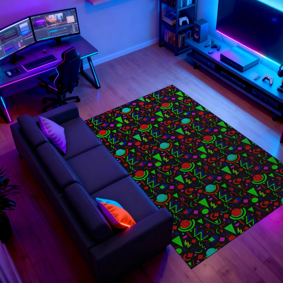 80s warp zone rug for gaming rooms and stream setups