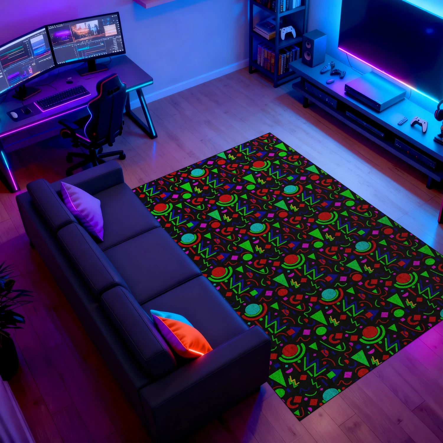 80s warp zone rug for gaming rooms and stream setups