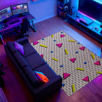 Non-slip chenille rug with vibrant 80’s style shapes