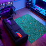 Colorful 90’s pattern area carpet with cubes and pyramids