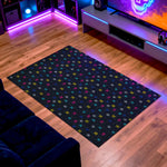 Non-slip chenille rug with pixel art alien pattern