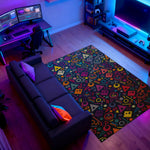 Joystick and pixel art rug for gamer setups