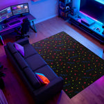 Confetti-style arcade rug with neon squiggles and dots