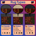 Illustration of different rug types with labels on a colorful background