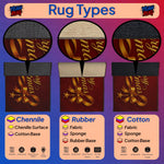 Diagram of rug types including Chenille, Rubber, and Cotton with corresponding base materials.
