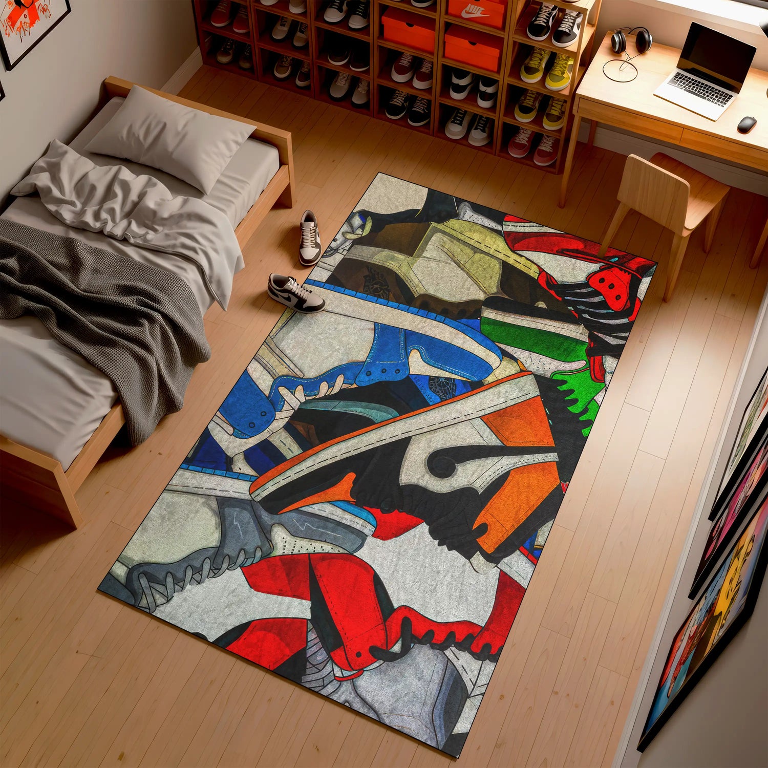 Colorful Sneaker Graphic Rug – Washable & Non-Slip | SneakerHead