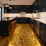 Vibrant orange slice kitchen rug with citrus pattern