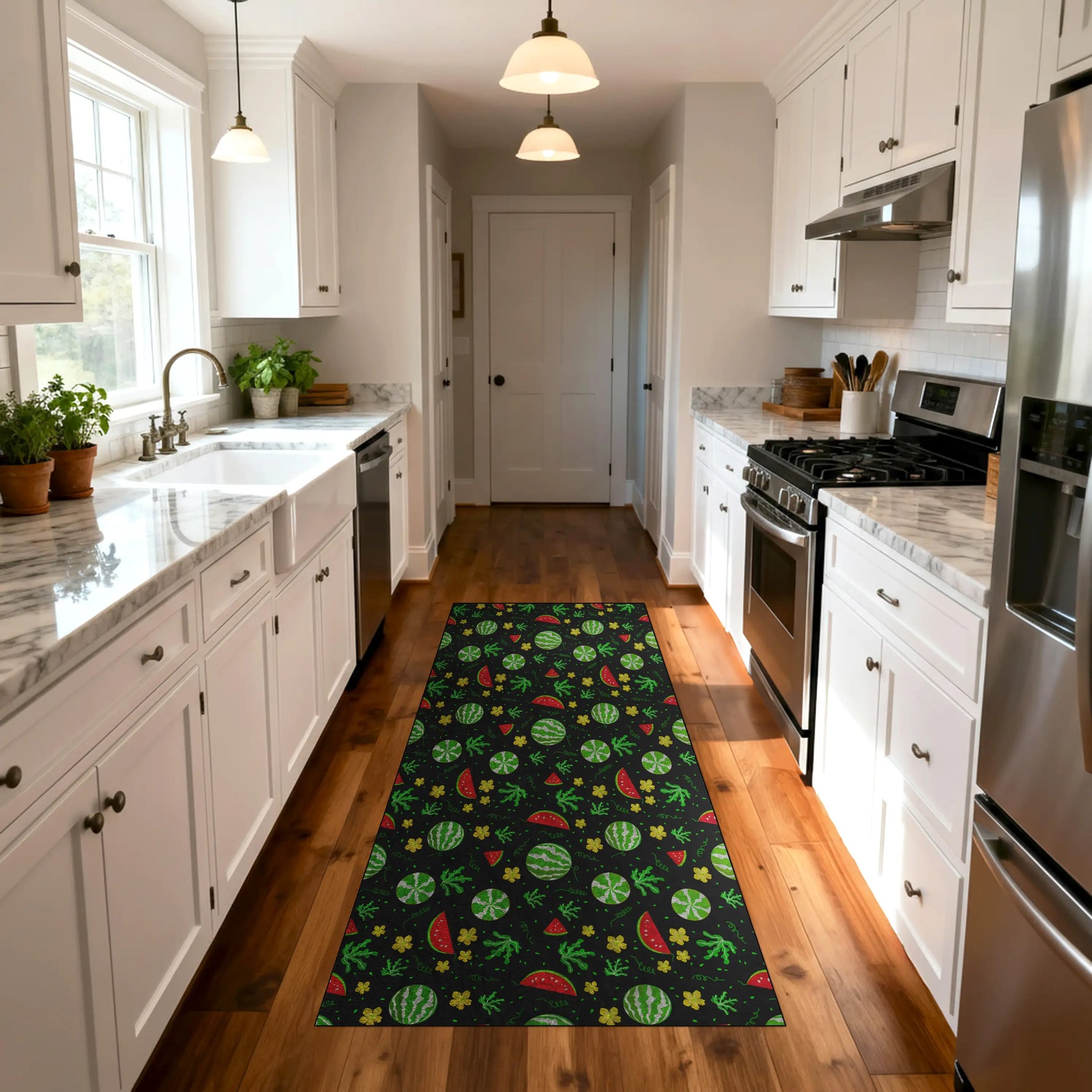 Washable non-slip watermelon rug for summer kitchen décor