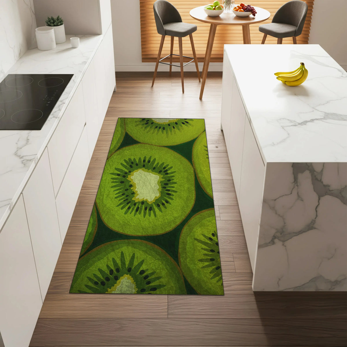 Fresh fruit patterned kitchen runner with kiwi slices