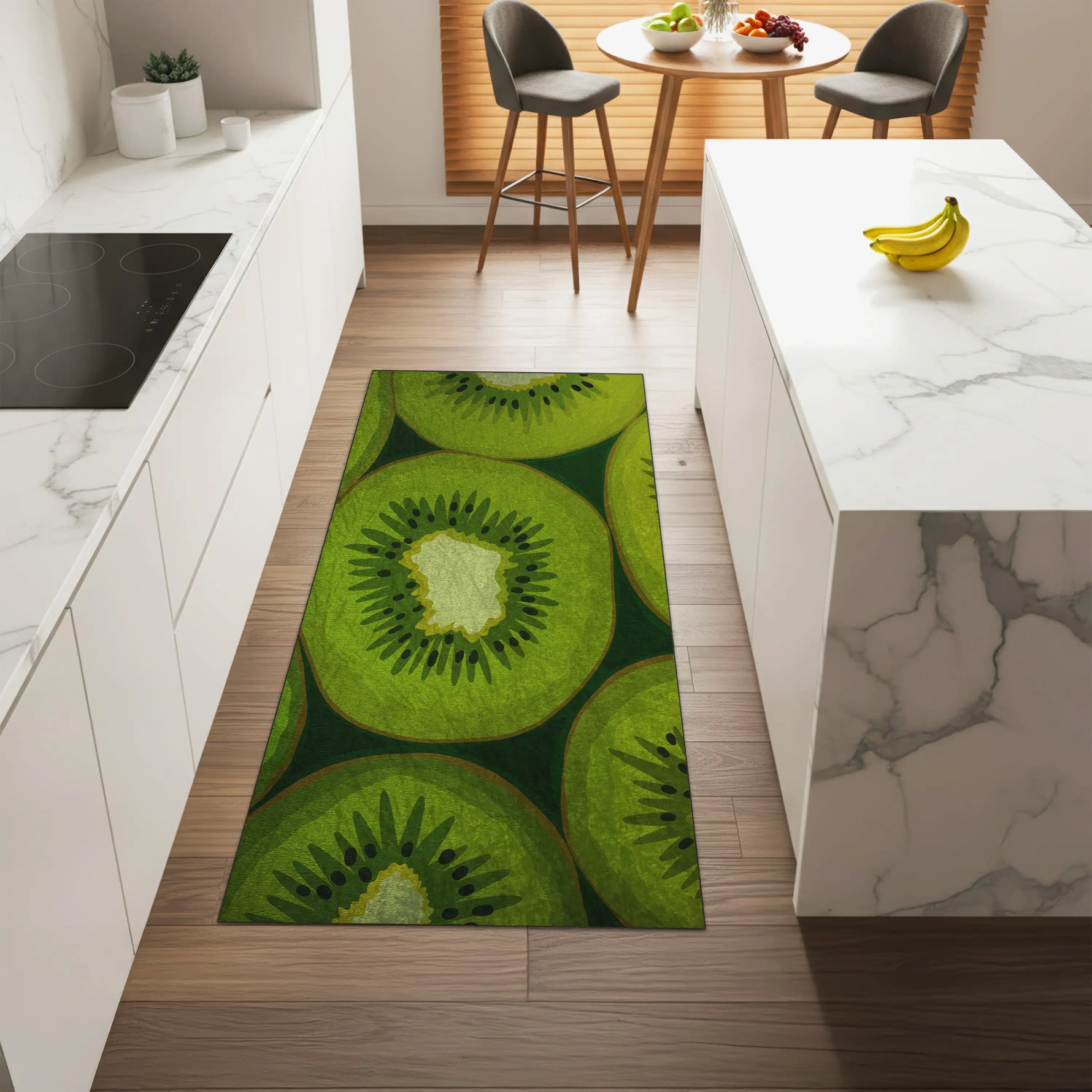 Fresh fruit patterned kitchen runner with kiwi slices
