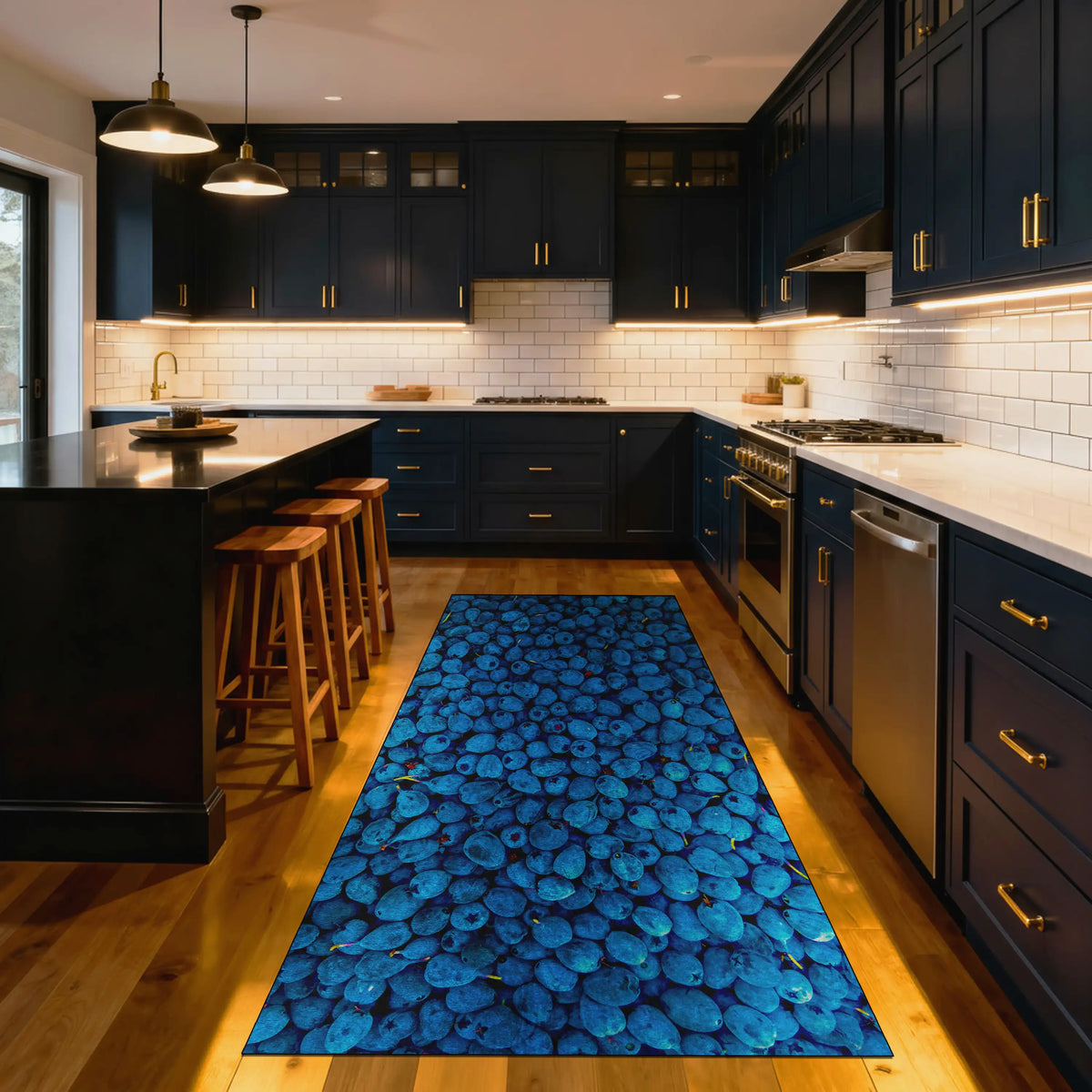 Washable non-slip fruit rug for modern kitchen décor