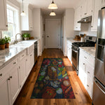 Washable non-slip chef runner rug with food and spice design