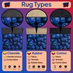 Machine washable blueberry rug with non-slip base
