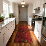 Vibrant strawberry print kitchen runner rug