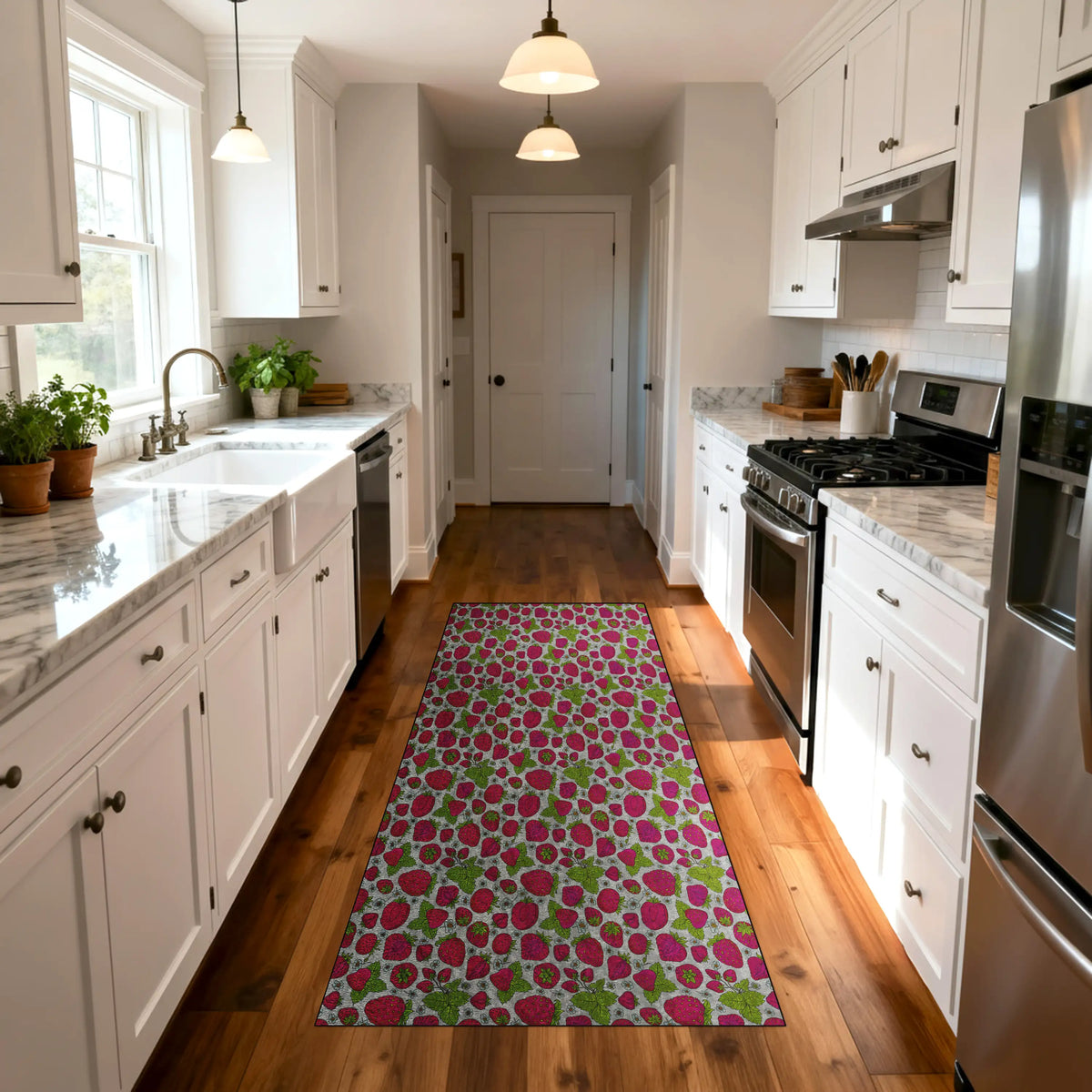 Colorful berry pattern kitchen runner rug