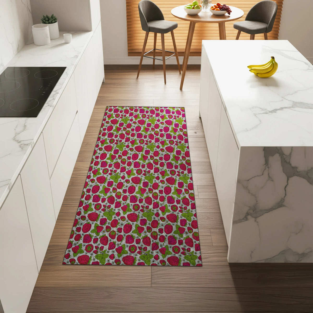 Machine washable berry fusion rug for kitchen floors
