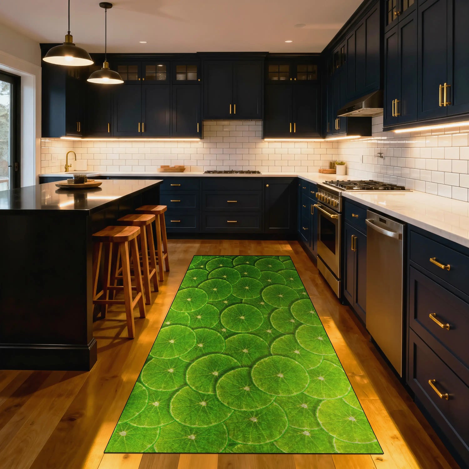 Lime Slice Kitchen Rug | Washable Non-Slip Runner | Kitchen Rug