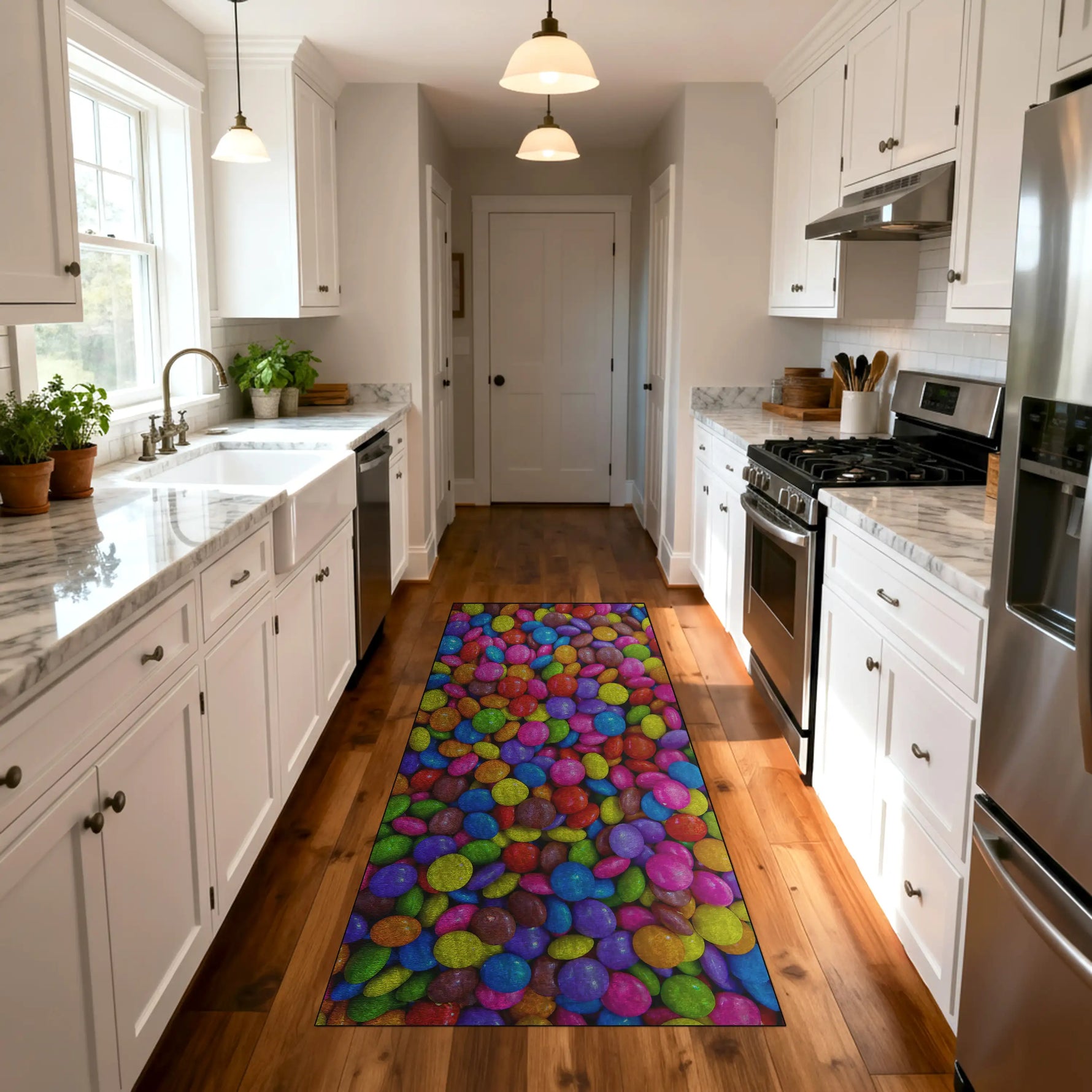 Multicolor runner rug for kitchen or dining space