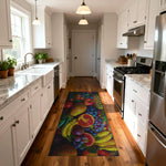 Close-up of chenille, rubber, and cotton rug texture options