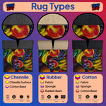 Vibrant washable kitchen rug compatible with robot vacuum cleaners