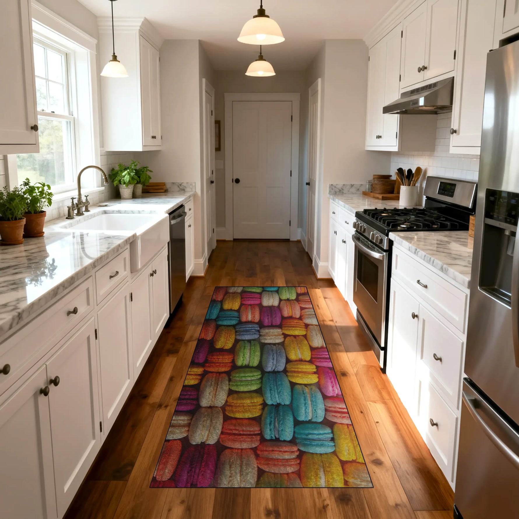 Close-up of chenille, rubber, and cotton rug texture options