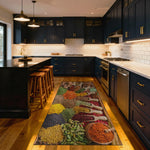 Washable non-slip kitchen rug featuring mixed spices