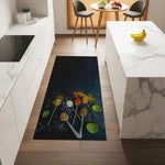 Machine washable rug with realistic spices on dark surface