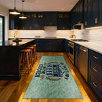 Washable humorous kitchen runner with text pattern