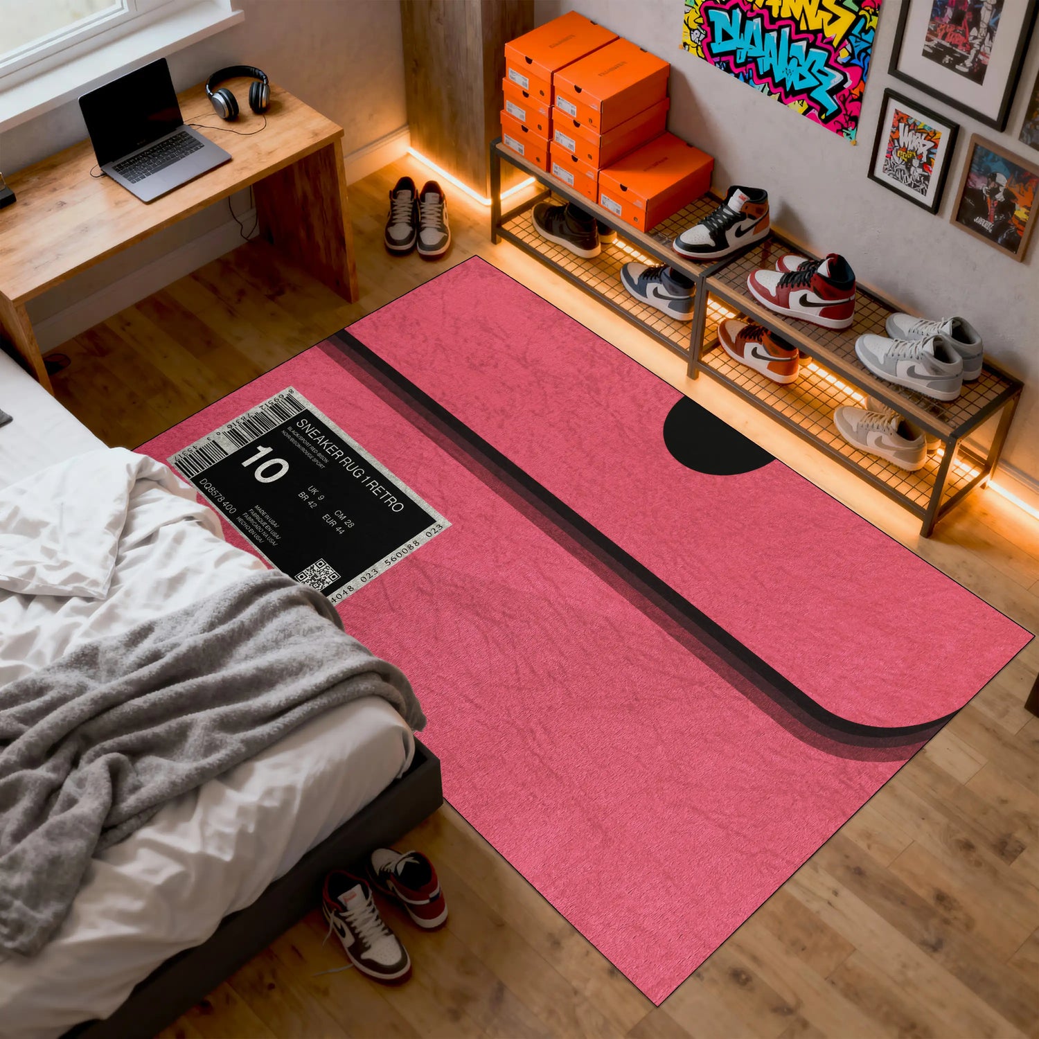 Custom Pink Sneaker Box Rug – Bold Pop Color Style | Sneakerhead