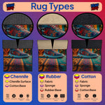 Comparison of Chenille, Rubber, and Cotton rug types with images and labels.


