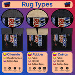 Custom-made washable rug displayed with vibrant furniture and decor