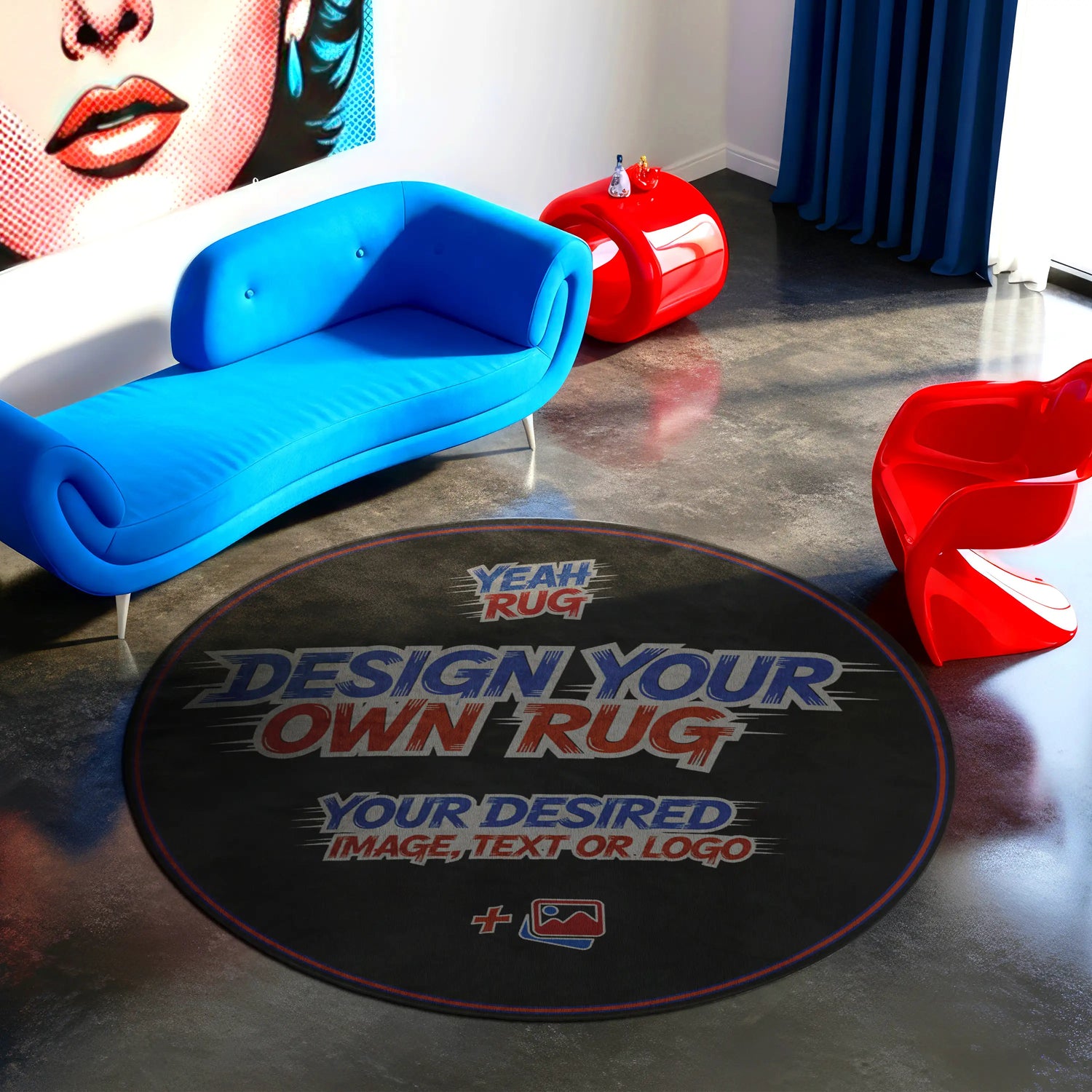 Design Your Own Custom Round  Rug | Personalized Photo or Logo Rug