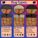 Illustration of different rug types with labels on a colorful background