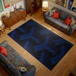 Machine-washable dark geometric rug for living room decor
